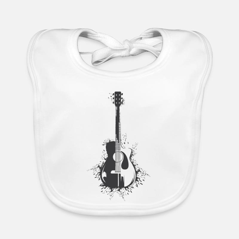 Guitare Explosion Guitare Acoustique Logo Guitariste - Bavoir bio Bébé - blanc