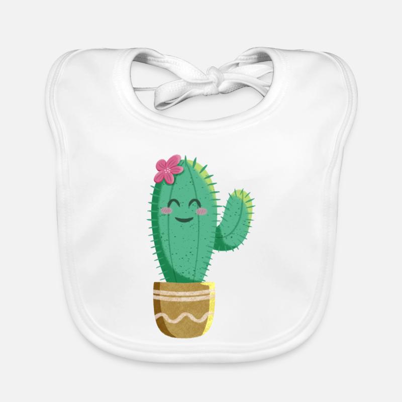 Cute Cactus with Flower Organic Baby Bibs