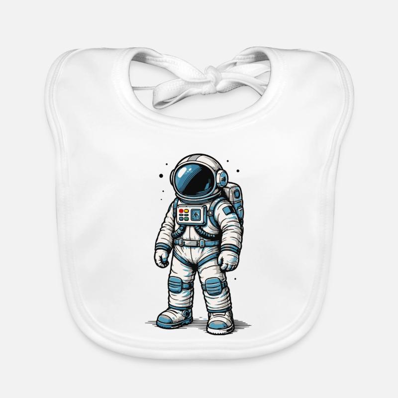 Astronaute de bande dessinée détaillé dans l’espace ouvert Bavoir bio Bébé