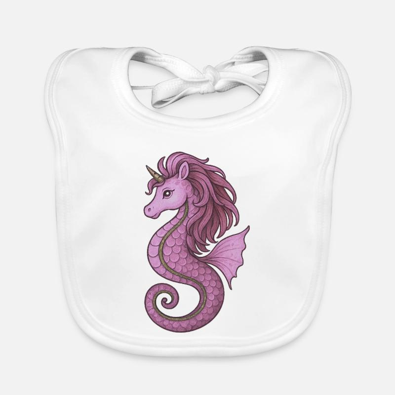 Seepferdchen-Einhorn Pink Violet Baby Bio-Lätzchen