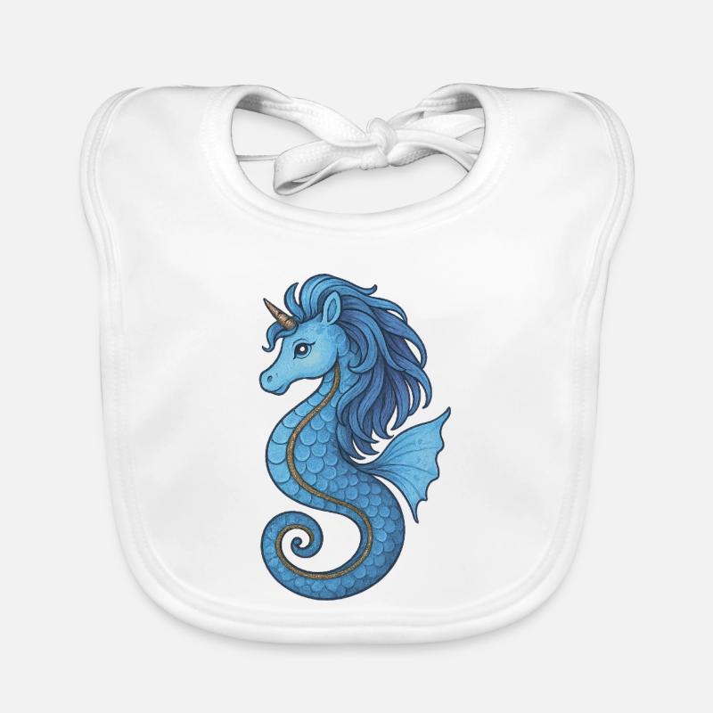 Seepferdchen-Einhornblauer Ozean Baby Bio-Lätzchen