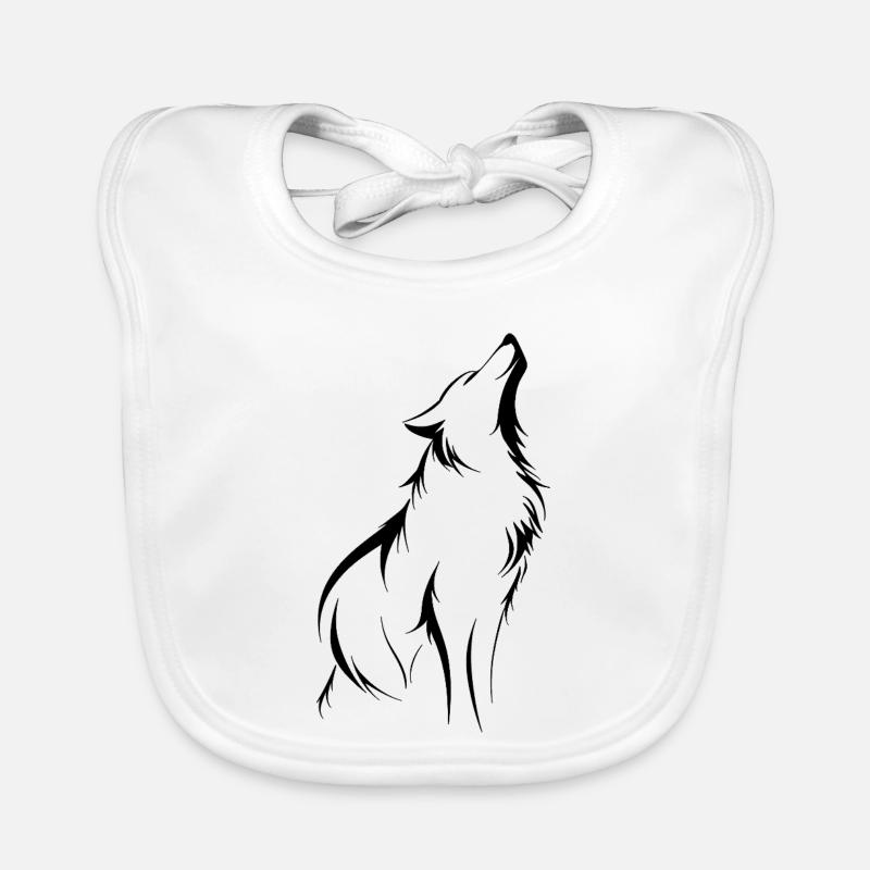 Silhouette de loup, force et puissance, contours Bavoir bio Bébé