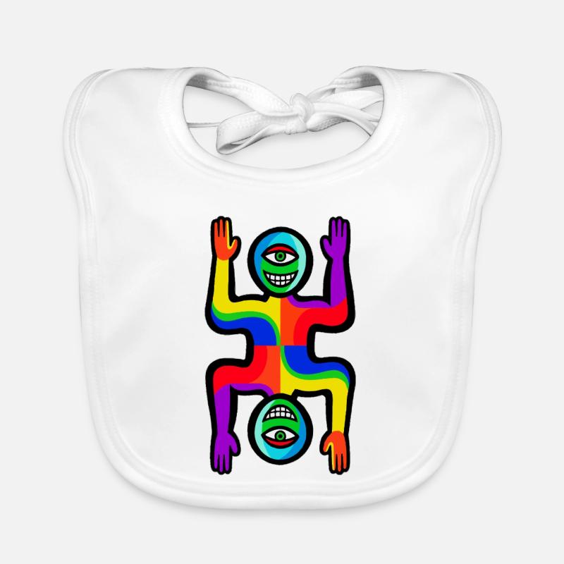 Regenbogen-Zwei-Gesichter-Figur Baby Bio-Lätzchen