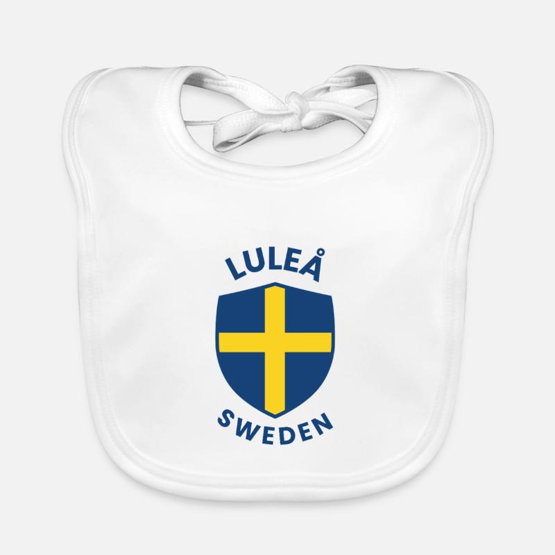 Luleå-Schild Schwedens Flaggenkreuz Baby Bio-Lätzchen