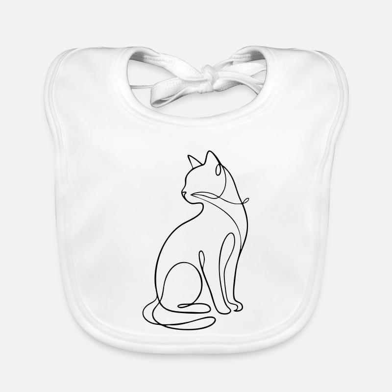 One-Line Sitting Cat Silhouette Organic Baby Bibs