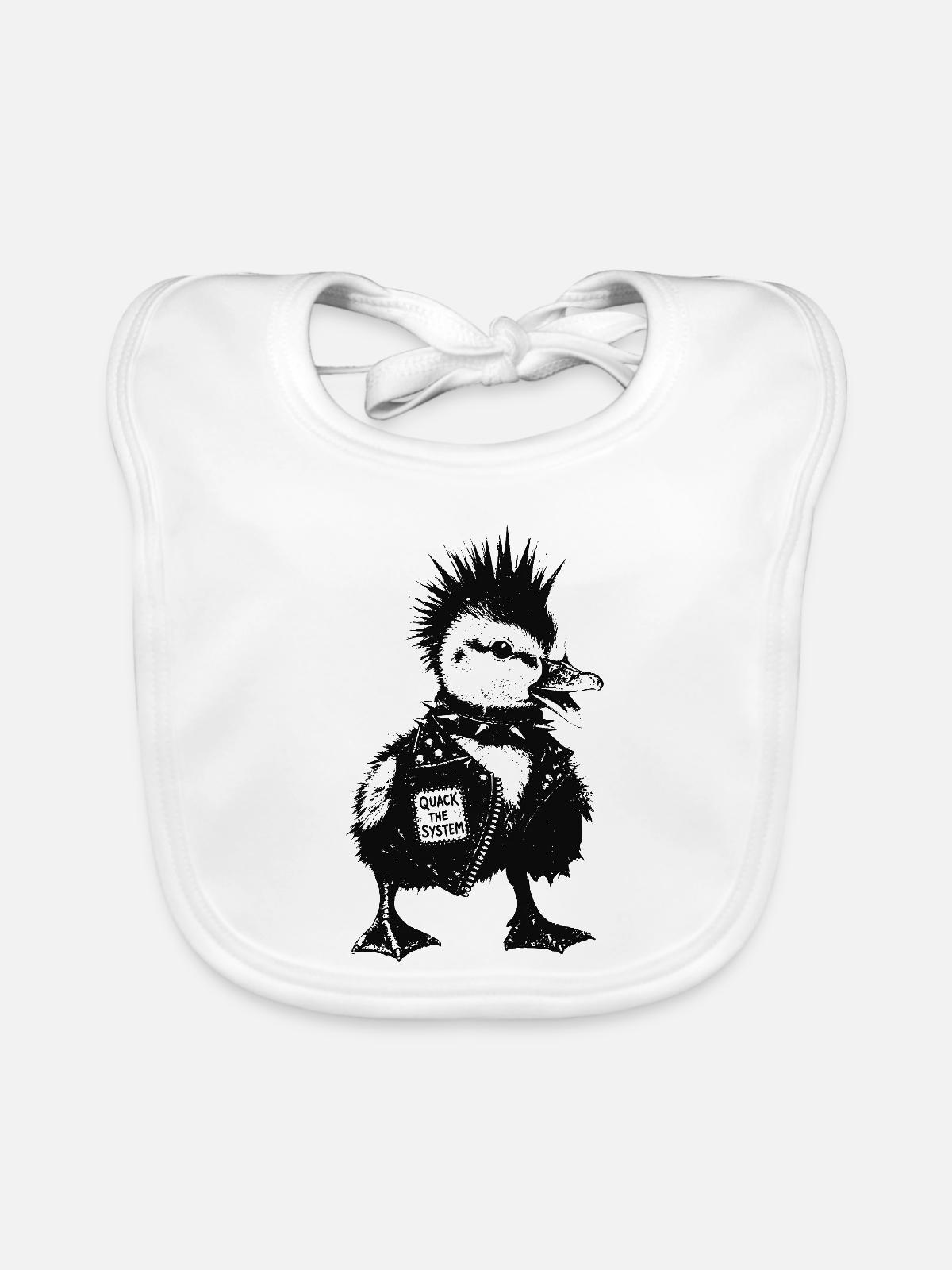 Punk Entchen - Baby Bio-Lätzchen - Weiß - Vorne