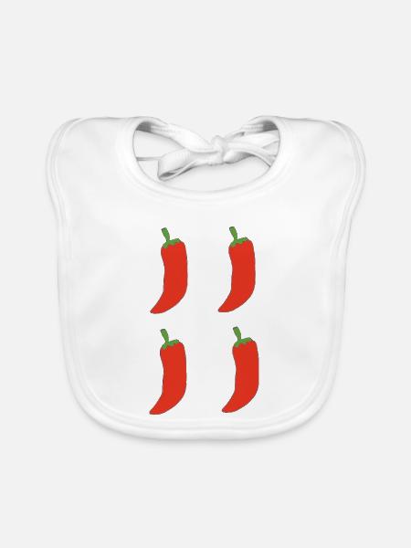 Vierfach Chili Muster - Baby Bio-Lätzchen - Weiß - Vorne