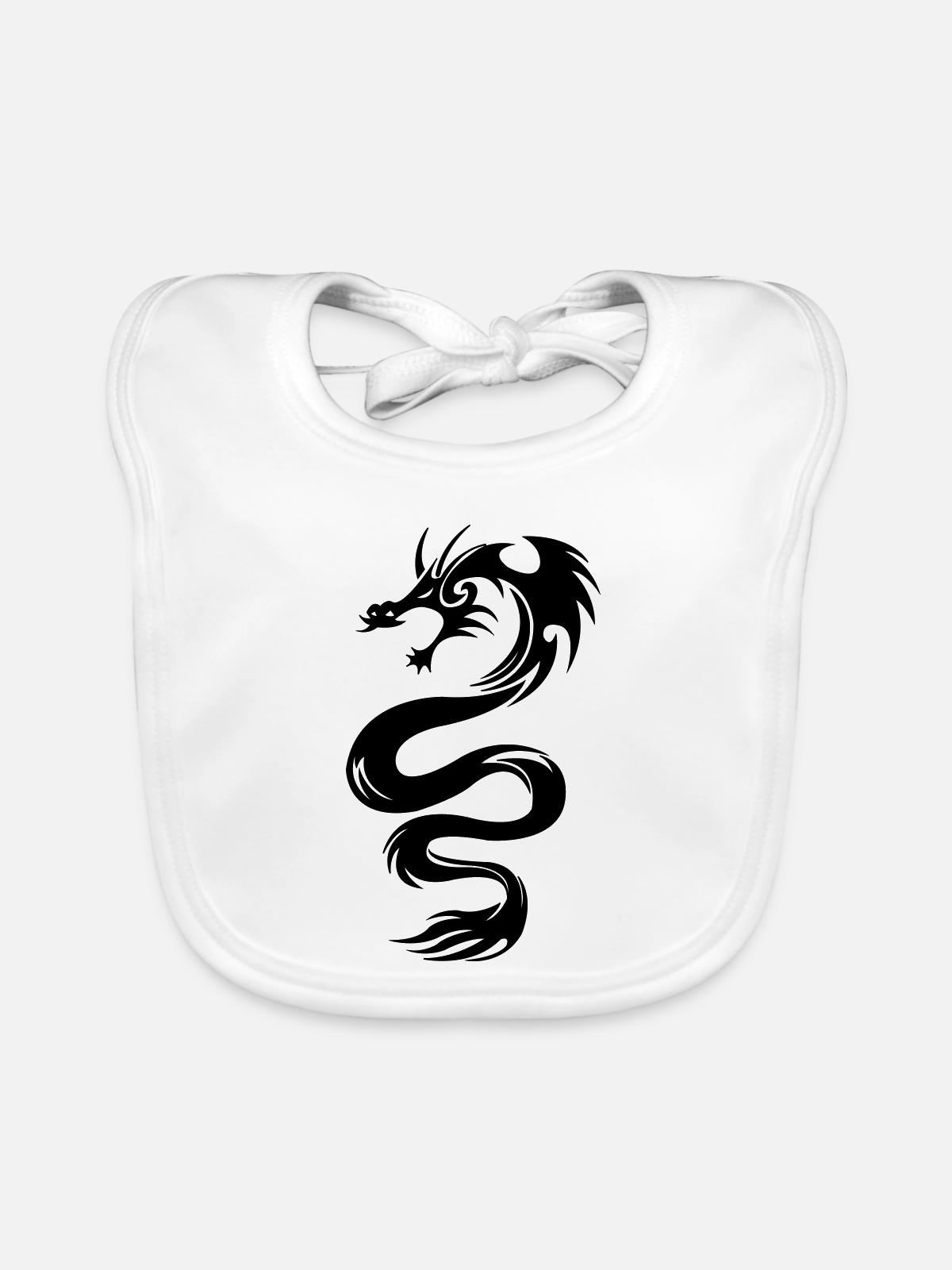 Drache - Baby Bio-Lätzchen - Weiß - Vorne