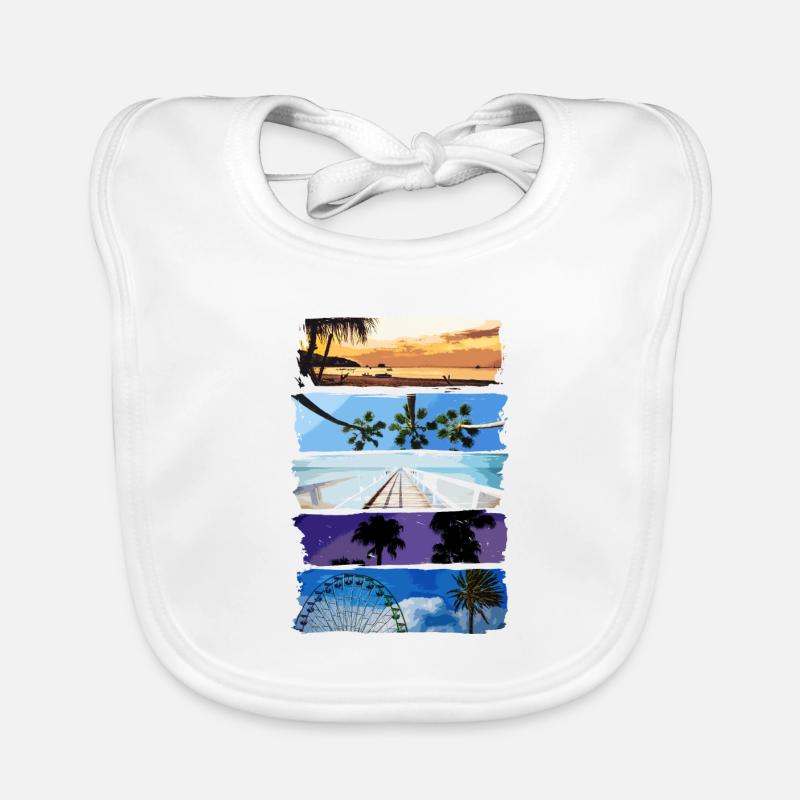 Palmiers et plage Bavoir bio Bébé