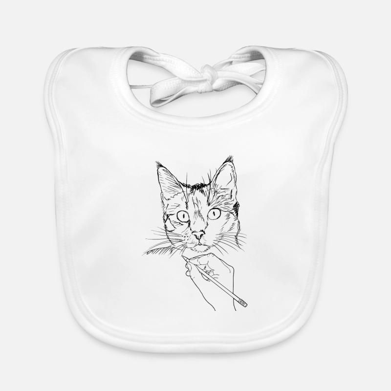 Cat drawing Organic Baby Bibs