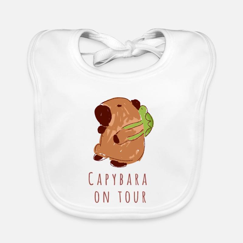 Capybara,backpack,turtle,on tour Organic Baby Bibs