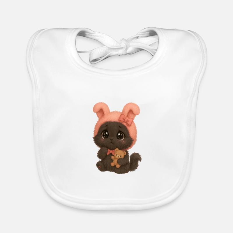 Cute fluffy cat Organic Baby Bibs