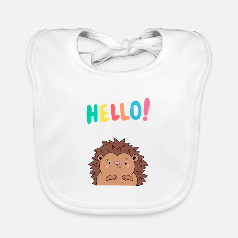 Hérisson mignon dit bonjour - Idée cadeau - Bébé Bavoir bio Bébé