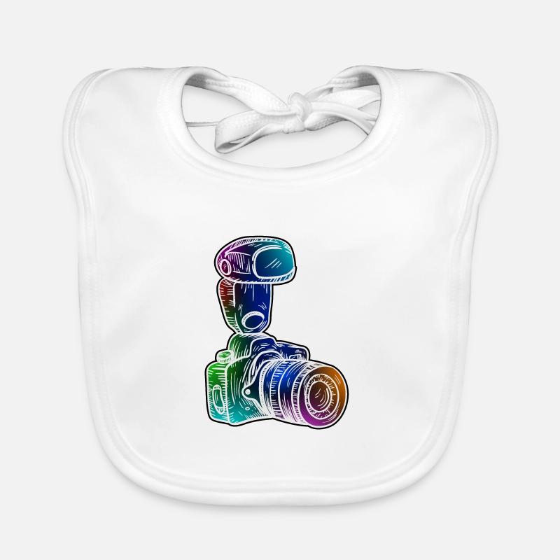 Reflex reflex caméra avec flash - Bavoir bio Bébé - blanc
