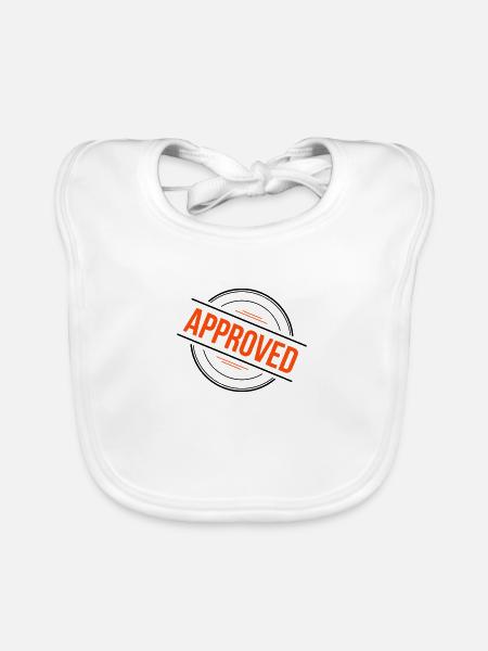 Approved Stempel – 2 Farben - Baby Bio-Lätzchen - Weiß - Vorne