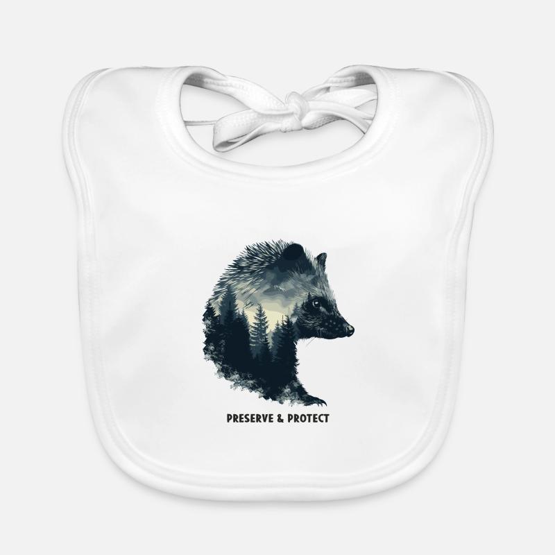 Preserve & Protect Hedgehog Animal Forest Nature Environment Organic Baby Bibs