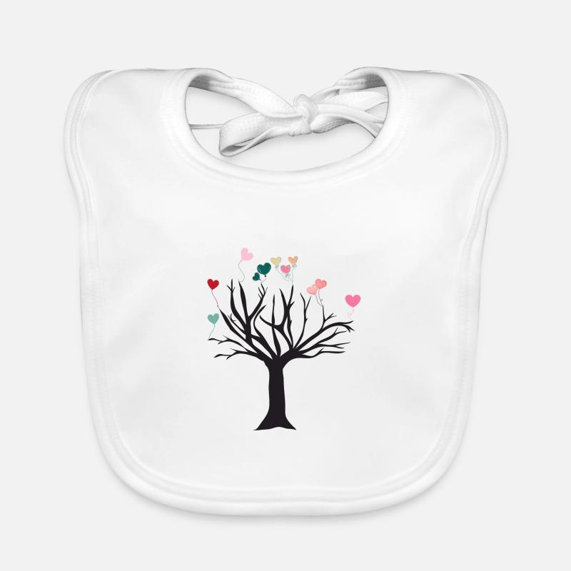 Arbre avec des cœurs arbre avec des cœurs - Bavoir bio Bébé - blanc