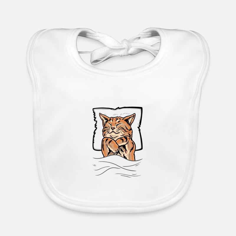 Sleeping Cat Kitten Bed Organic Baby Bibs