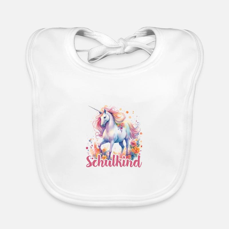 Einhorn Blumen Schulkind Einschulung 2023 Baby Bio-Lätzchen
