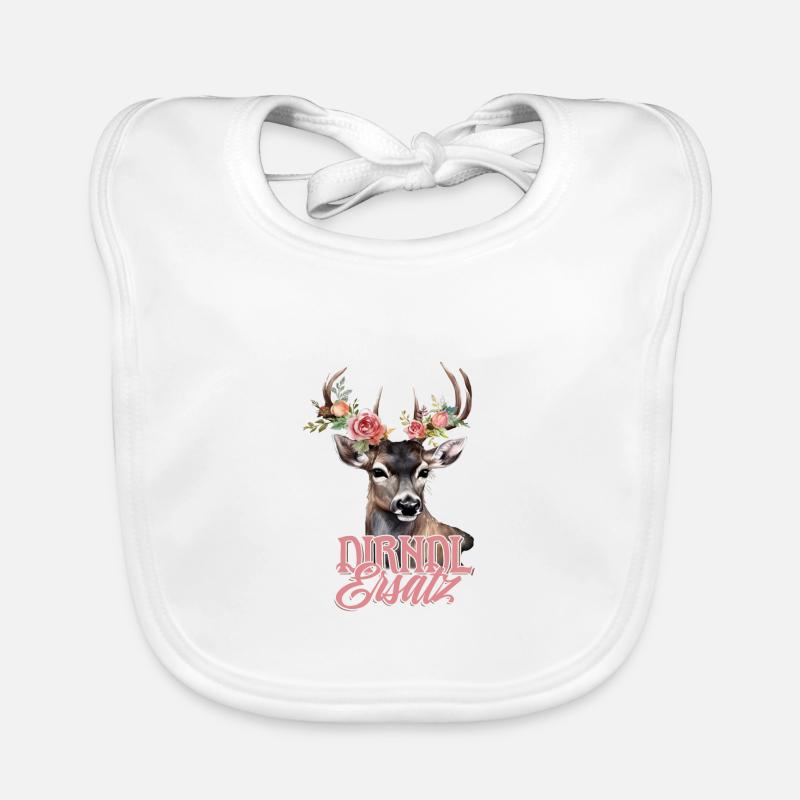 Dirndl Replacement Deer Deer Antler Roses Organic Baby Bibs
