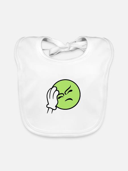 Emoticon Frustration / facepalm emoji (3c) - Organic Baby Bibs - white - Front