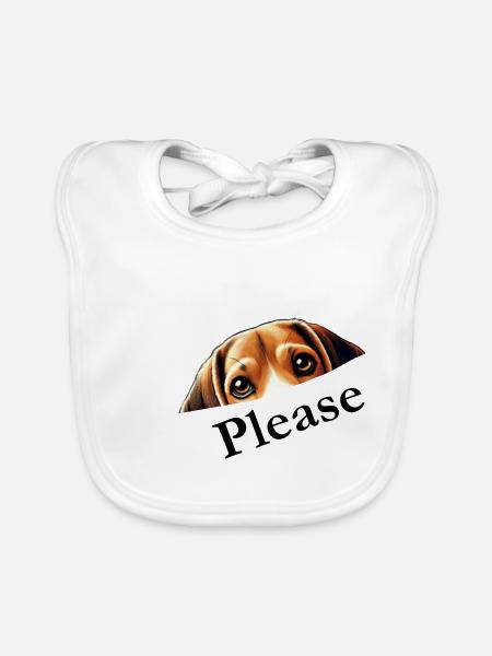 Beagle Please - Baby Bio-Lätzchen - Weiß - Vorne