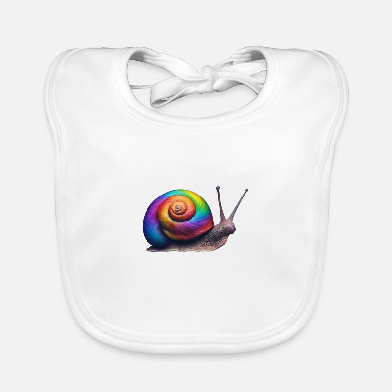 Escargot coloré 1 - Bavoir bio Bébé - blanc