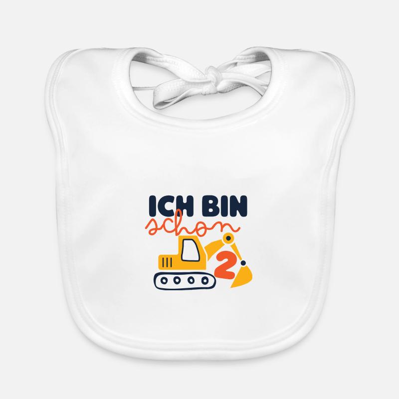Geburtstagskind 2. Geburtstag Bagger Baustelle Baby Bio-Lätzchen