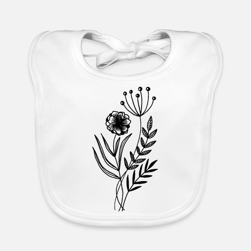 Herbes et fleurs - Bavoir bio Bébé - blanc