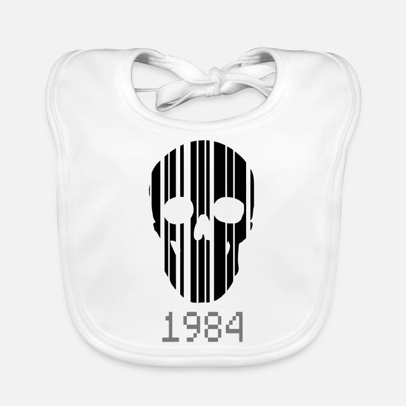 code à barres Crâne 1984 - Bavoir bio Bébé - blanc