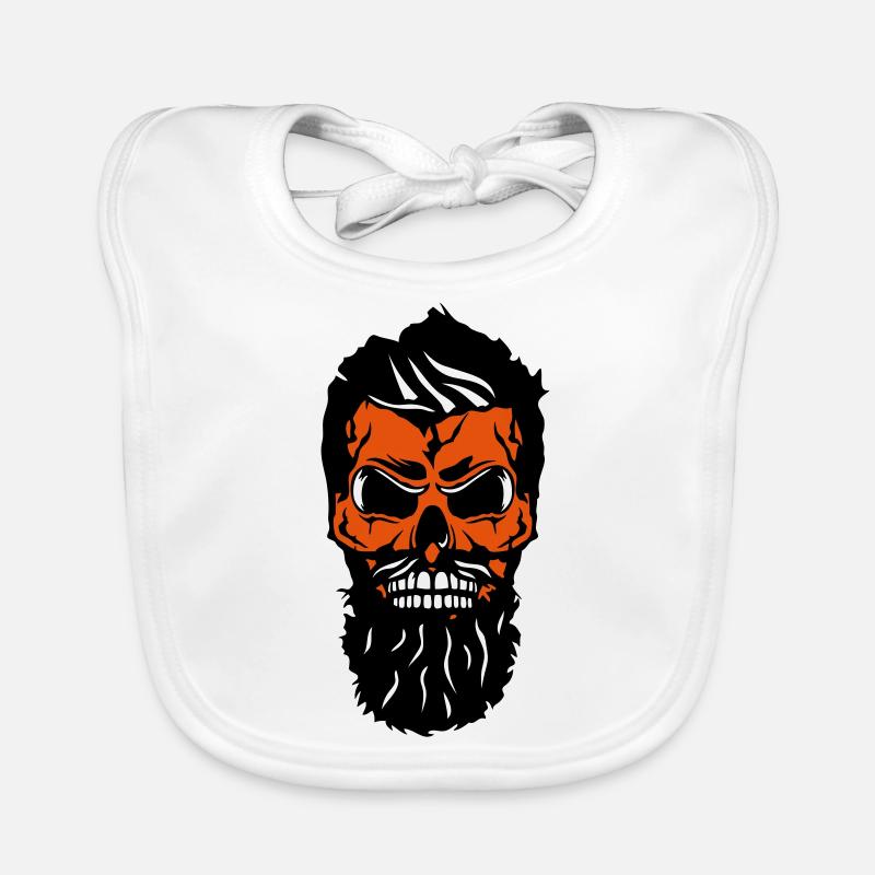 skull hipster skull beard mustache 2 Organic Baby Bibs