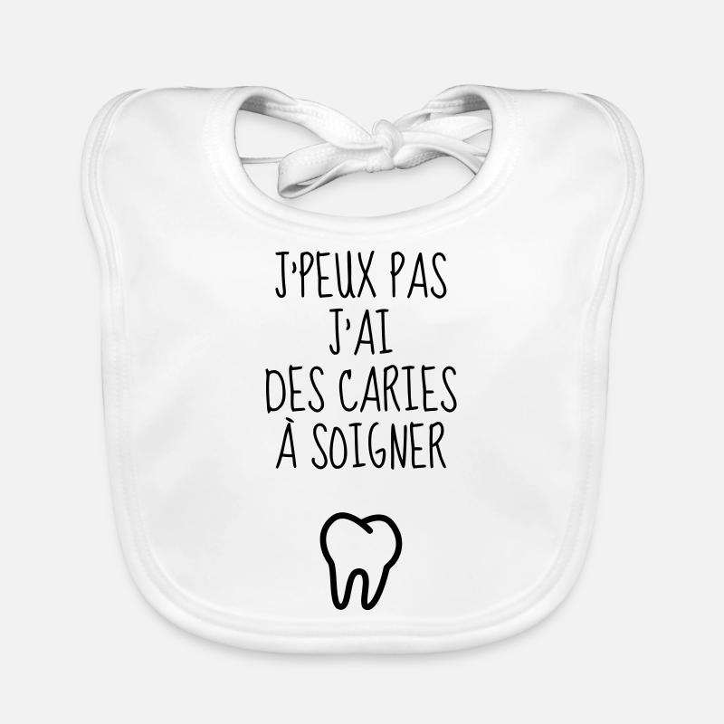 dentiste / dent / médecin / médecine - Bavoir bio Bébé - blanc