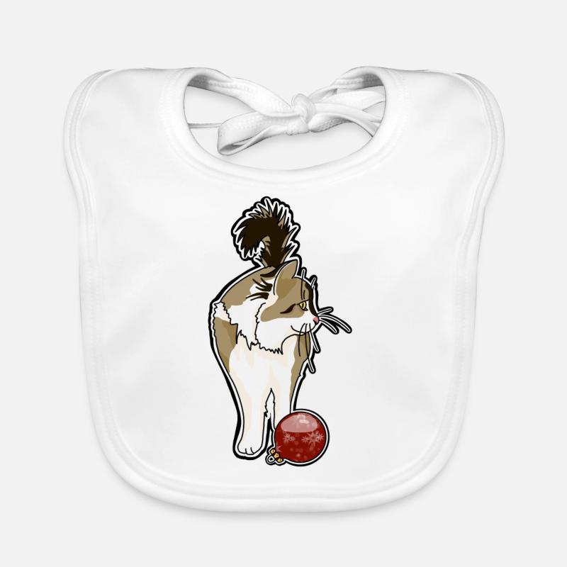Christmas cat ornament - Baby Bio-Lätzchen - Weiß