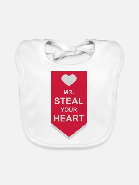 mr steal your heart - Baby Bio-Lätzchen - Weiß - Vorne