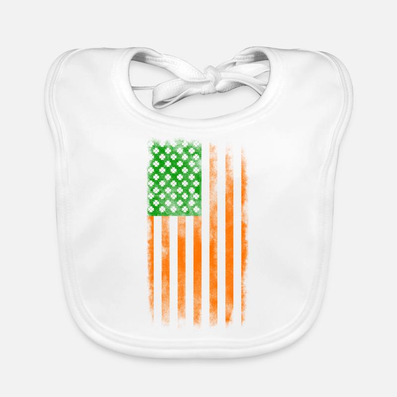 Drapeau irlandais américain de St Patricks lavé Vertical Bavoir bio Bébé