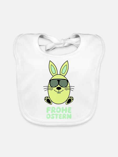 Joyeux lapin de Pâques - Bavoir bio Bébé - blanc - Devant