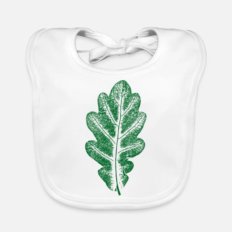 Vert Feuille de Chêne - Monocolore - Feuille/Chêne/ Arbre Bavoir bio Bébé