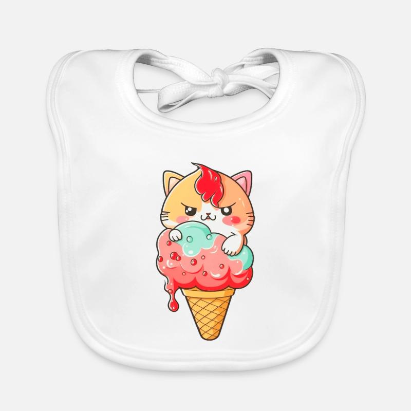 Süßer Katzen-Eiscreme-Print Organic Baby Bibs