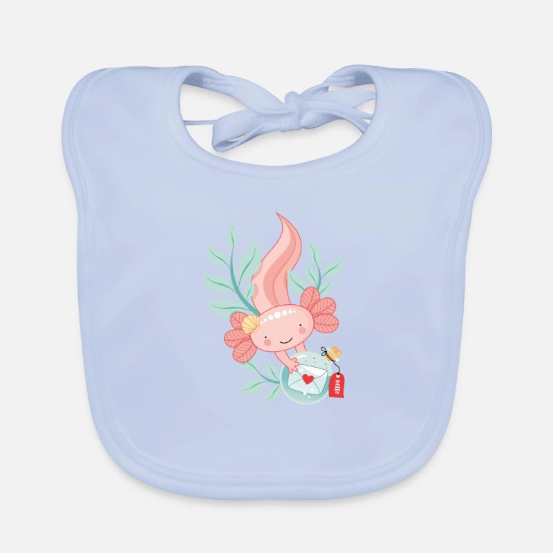 Axolotl with message in a bottle Organic Baby Bibs