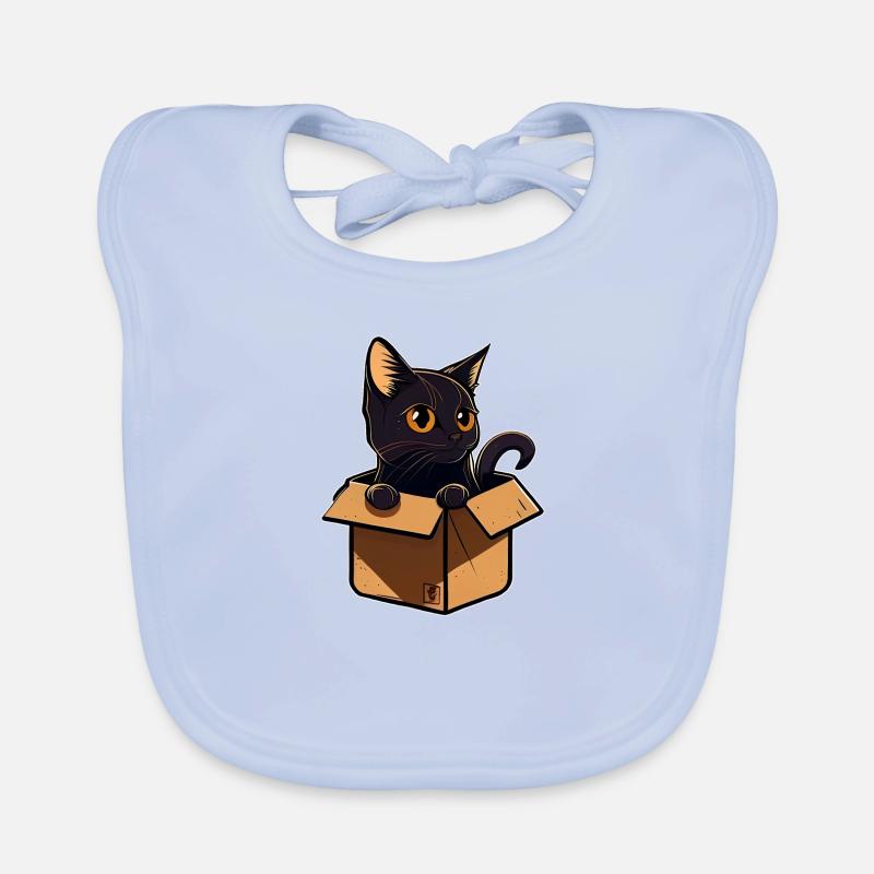 Chat noir dans une boîte v2 Bavoir bio Bébé