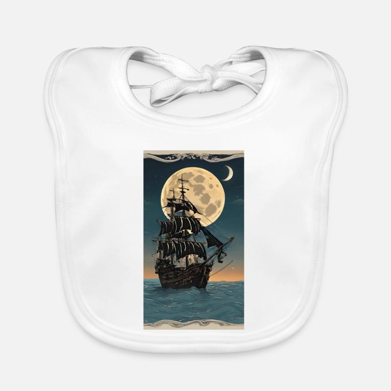 Vaisseau lunaire nocturne - Bavoir bio Bébé - blanc