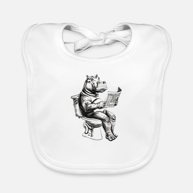 Hippopotame rieur avec journal Bavoir bio Bébé
