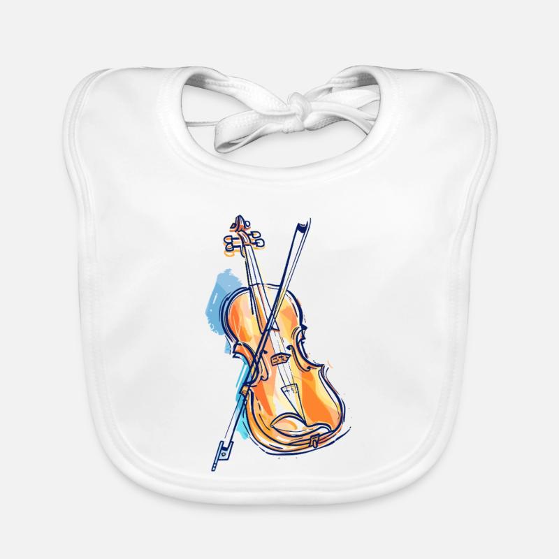 Violin Drawing Organic Baby Bibs