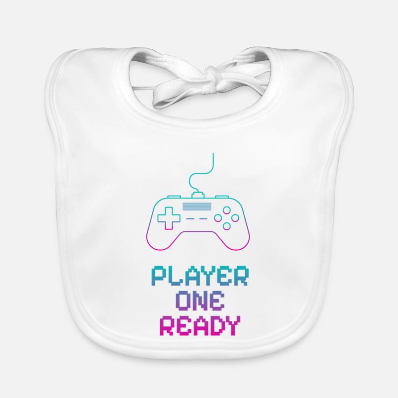 Neon Gaming Controller Design Organic Baby Bibs