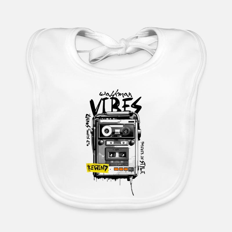 Retro Cassette Graffiti Device Organic Baby Bibs
