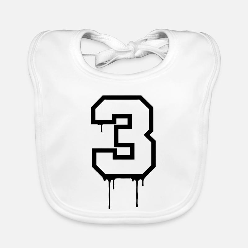 Graffiti Style Number 3 Design Organic Baby Bibs