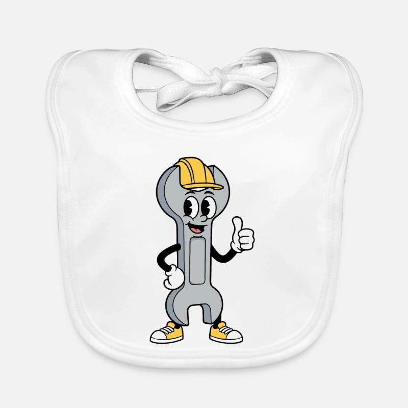 Cartoon Wrench Comic Mechanic Organic Baby Bibs