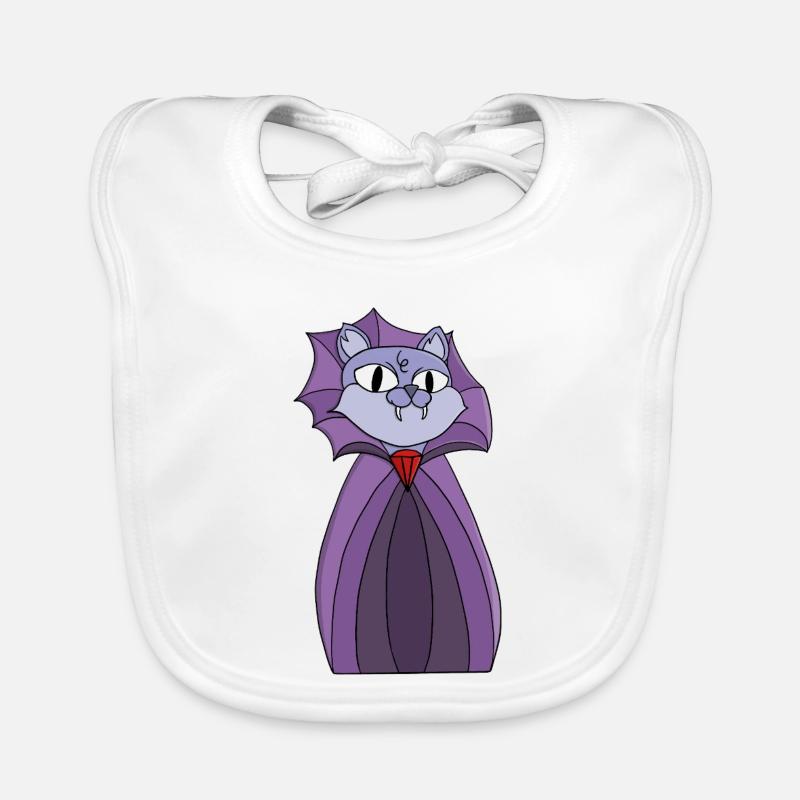 Chat vampire en cape violette Bavoir bio Bébé