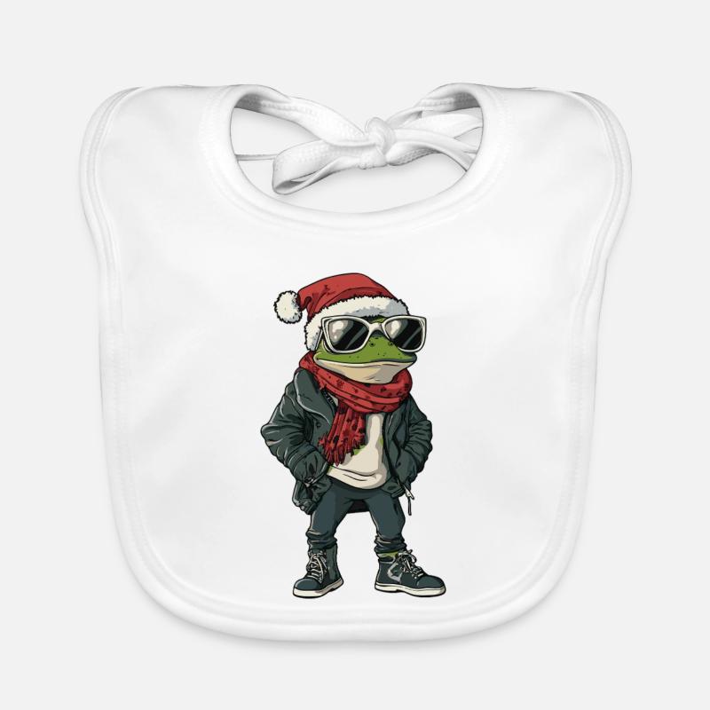 Frog Christmas Winter Organic Baby Bibs