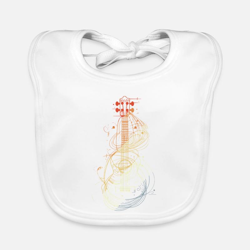 Ukulele Sketch Retro Style Organic Baby Bibs
